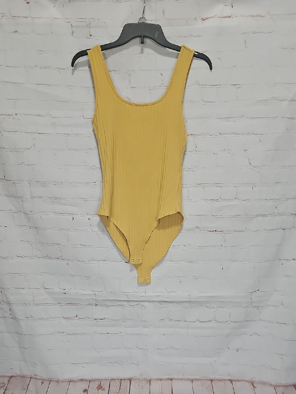 4/$20 Forever 21 Mustard Ribbed Tank Bodysuit - Yellow